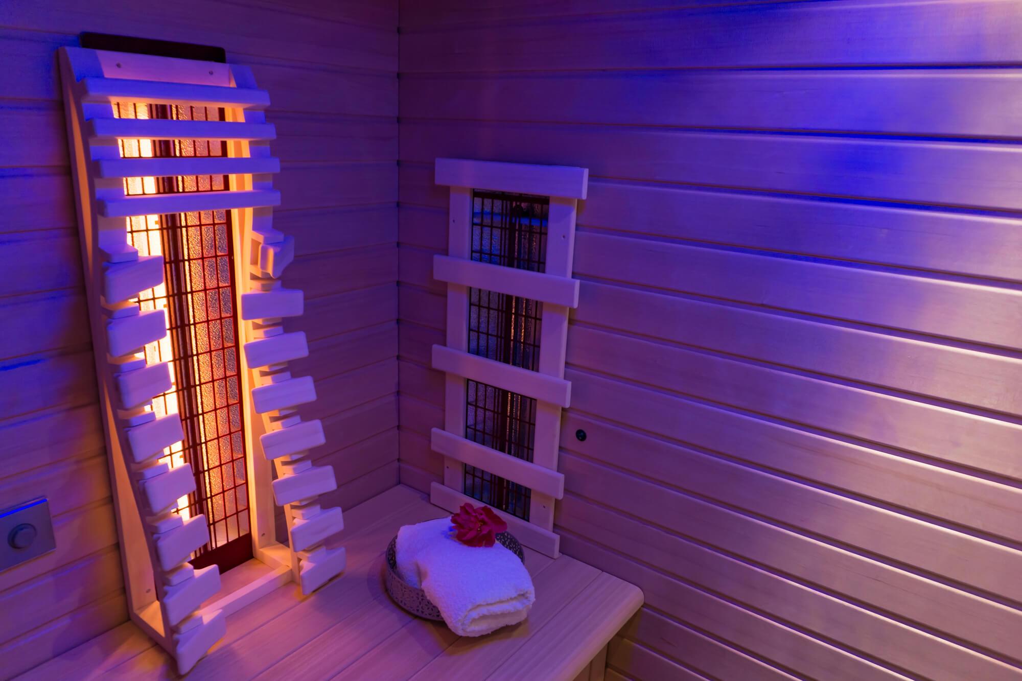 Infrared Sauna session at ReEnergized Long Beach showing deep heat therapy for detox, circulation, and relaxation